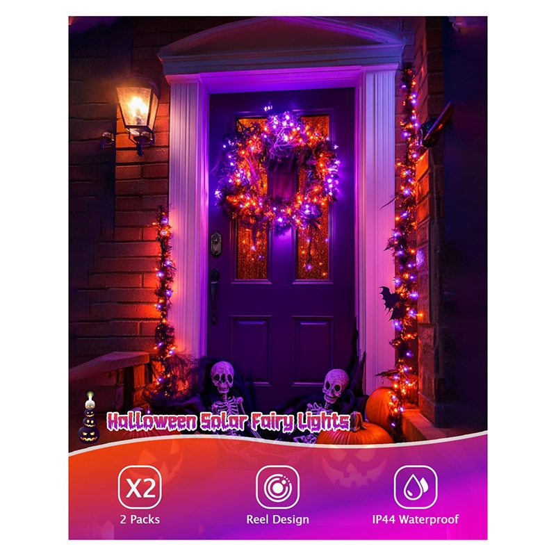 Halloween Led String Lights Orange - DT16 Solar Halloween String Lights, 8