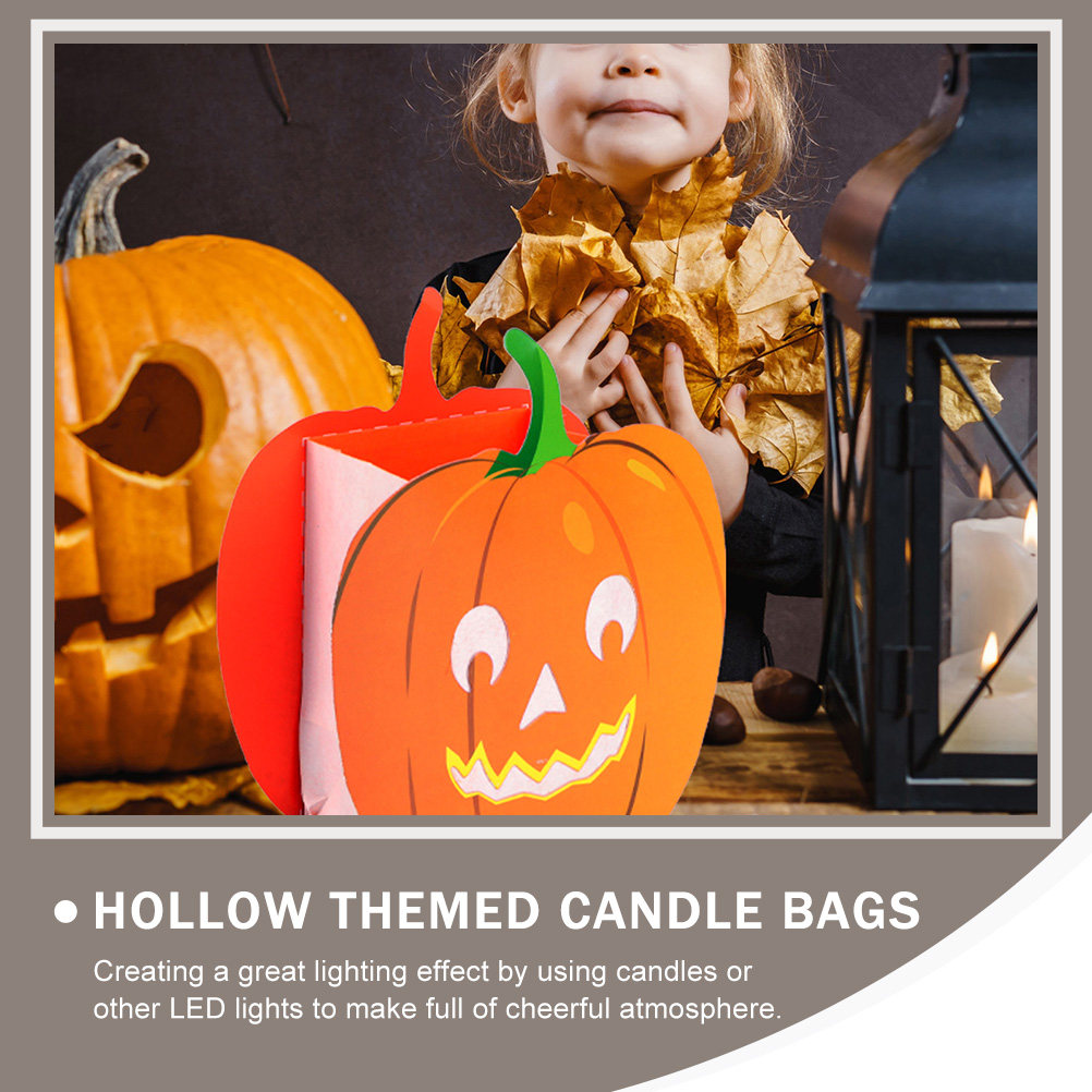 Pumpkin Lantern Halloween - 12Pcs Pumpkin Bags Hollow Out Flame