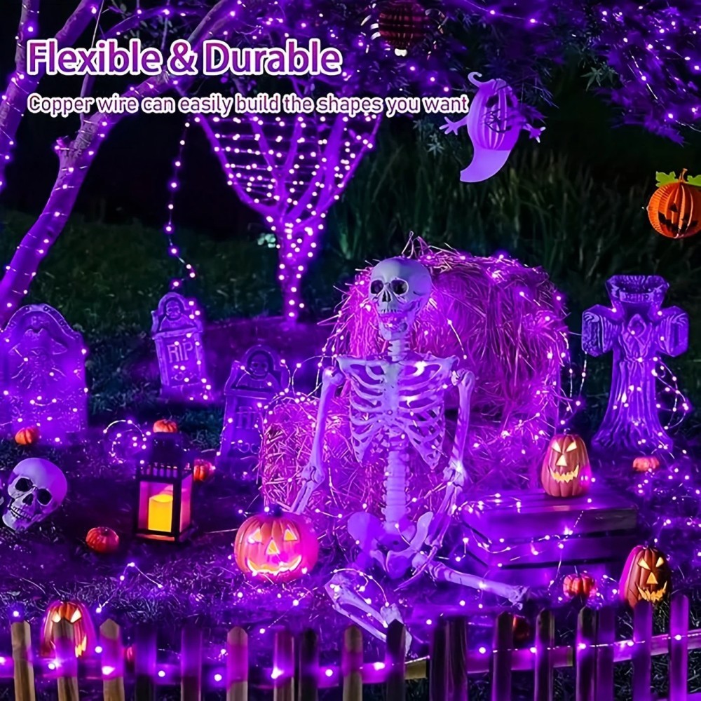 Halloween Led String Lights Orange - 1PC 12M100LED Halloween Solar String Lights,