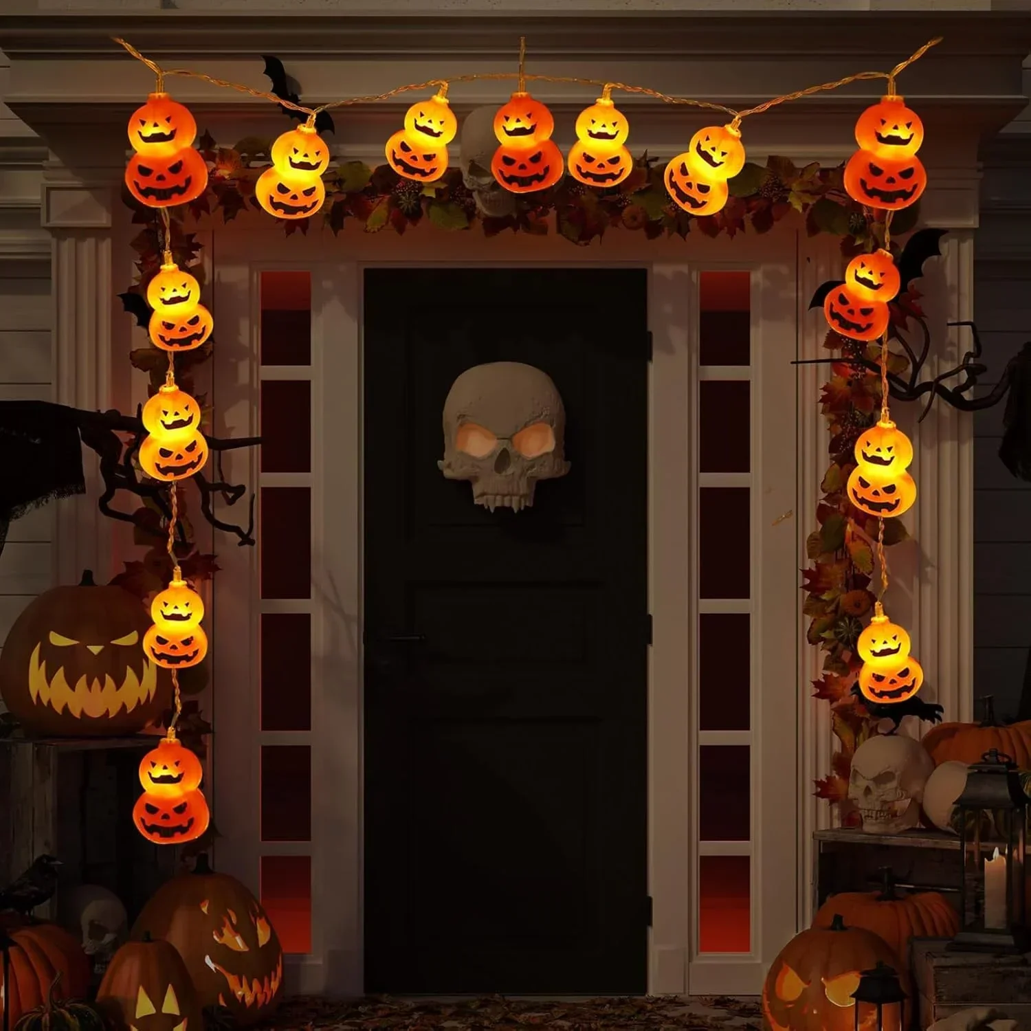 Halloween Led String Lights Orange - Jack O Lantern String Lights, Battery