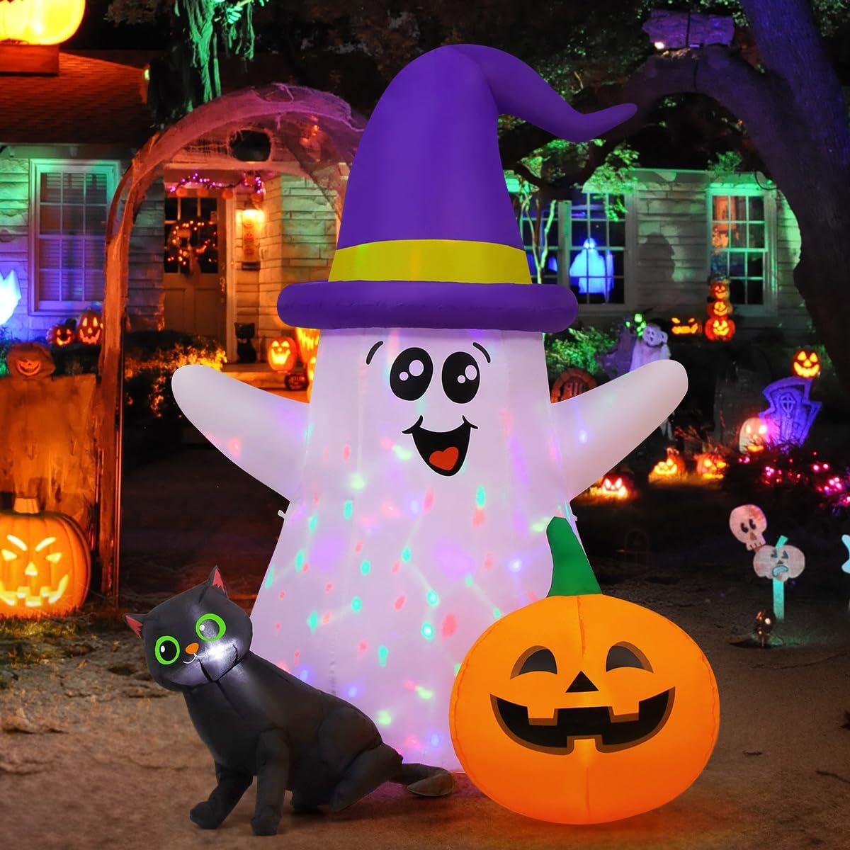 Halloween Pumpkin Decor Led - 5 Feet Halloween Inflatables Ghost Outdoor