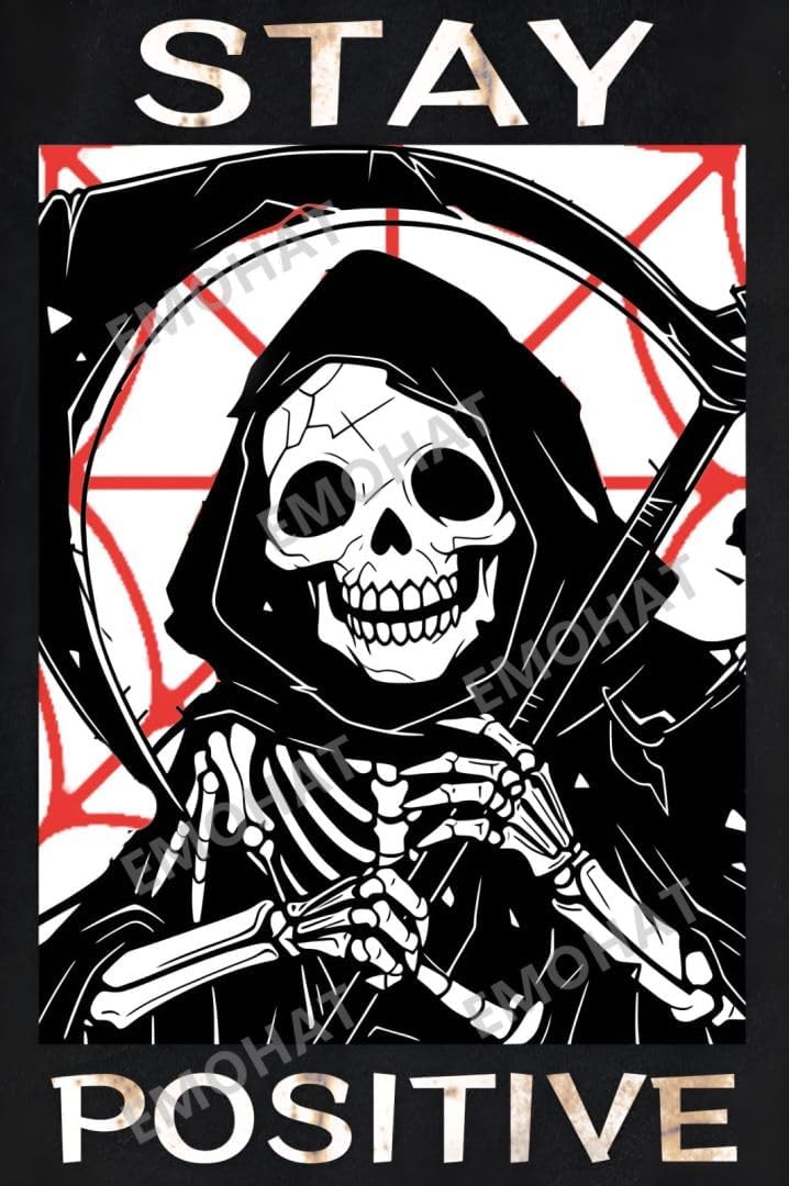 Halloween Skeleton Decoration - EMOHAT Stay Positive Skull Metal Tin