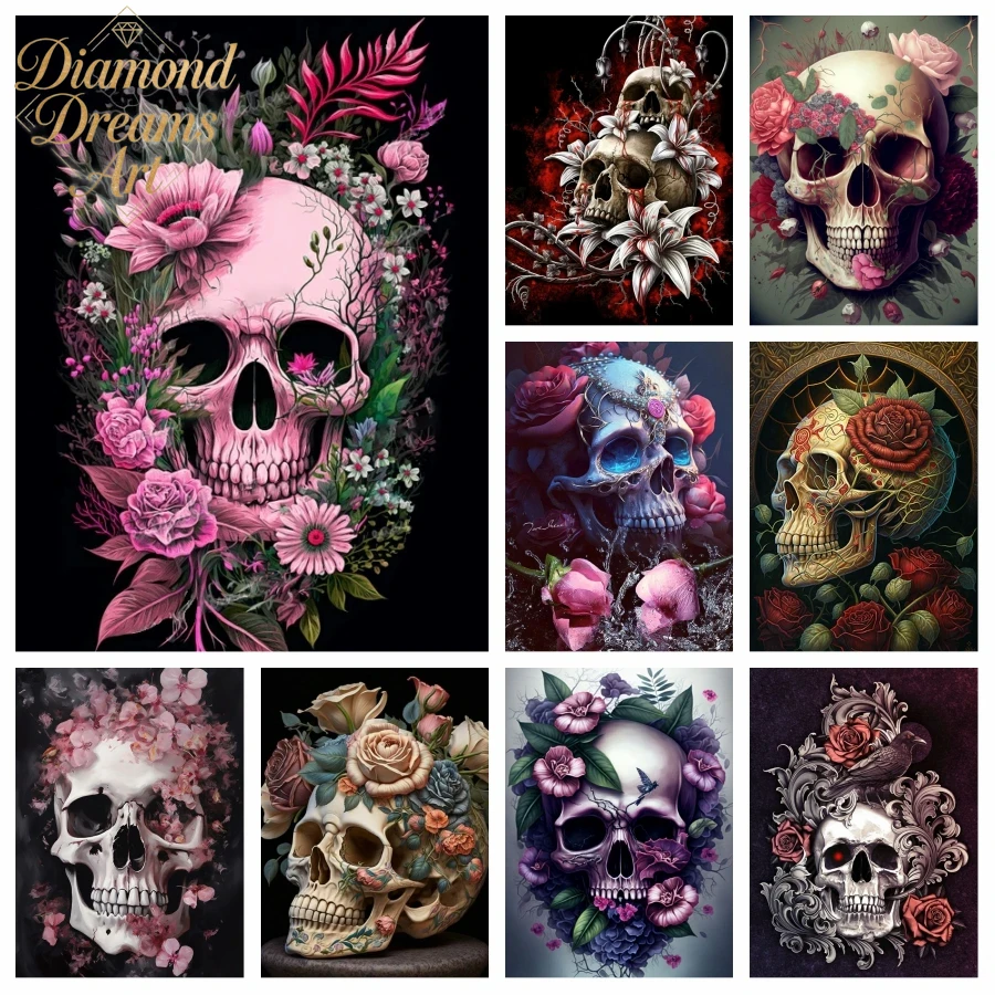 Halloween Skeleton Decoration - Frameless,Halloween Skull Diamond Painting Art Mexican