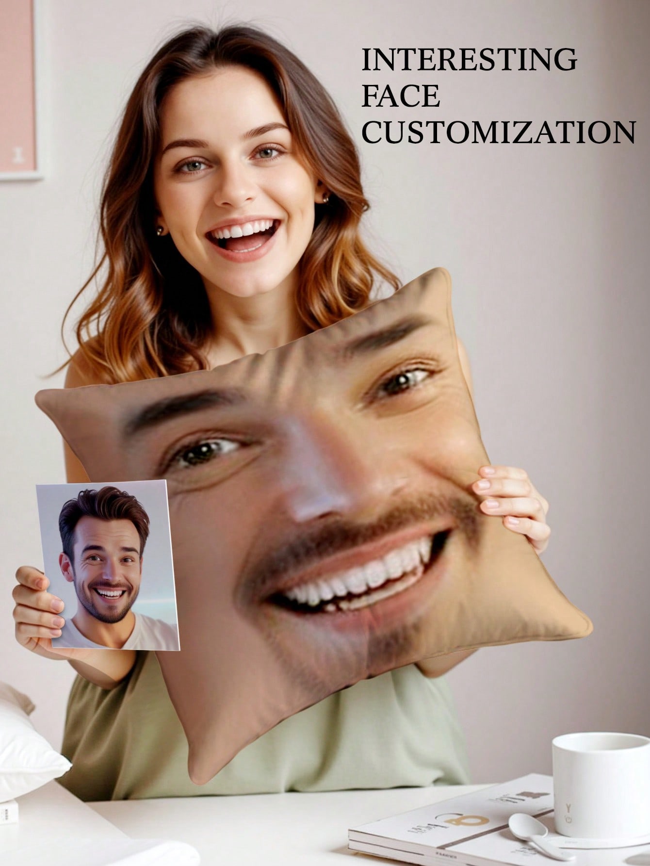 1pc Custom Face Square Pillow  - Halloween Party Supplies review and price