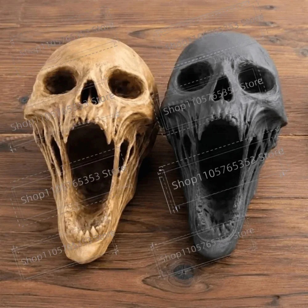Gothic Screaming Skull Statue  - Halloween Skeleton Decoration review and price