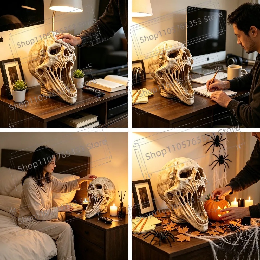 Gothic Screaming Skull Statue  - Halloween Skeleton Decoration review and price