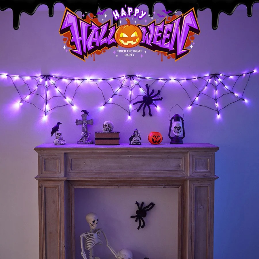 Halloween Spider Web String Li - Halloween Led String Lights Orange review and price