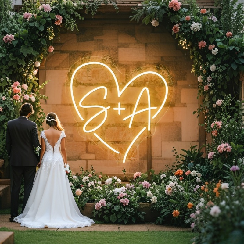 Custom Initials Heart LED Neon - Halloween Party Supplies review and price