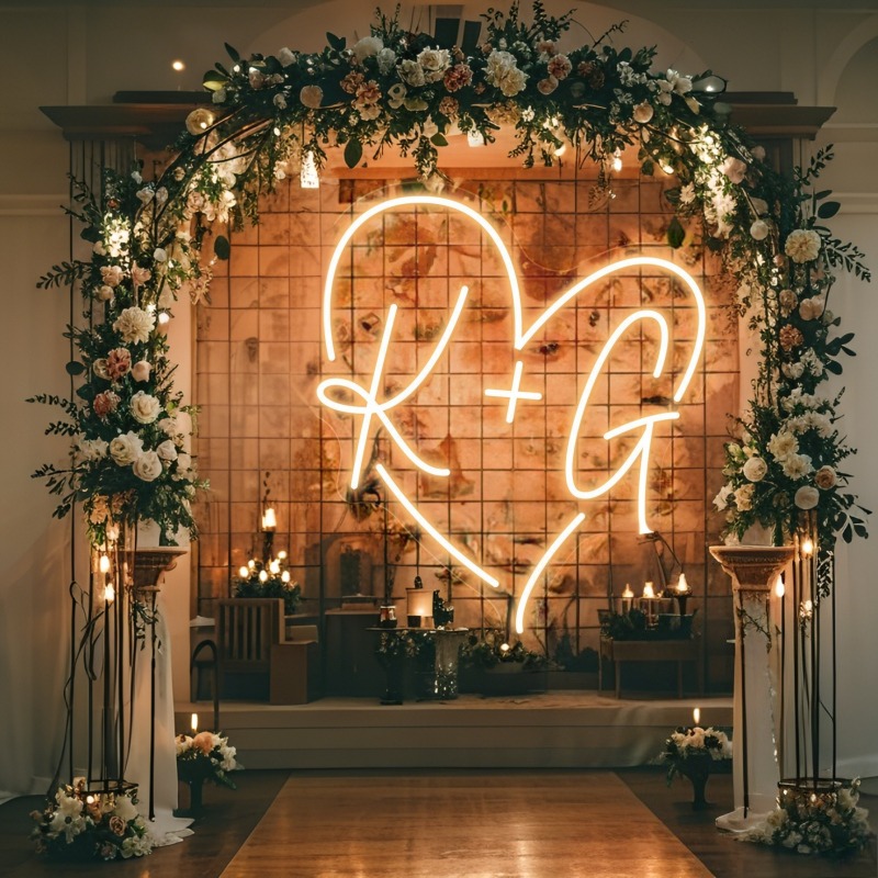 Custom Initials Heart LED Neon - Halloween Party Supplies review and price