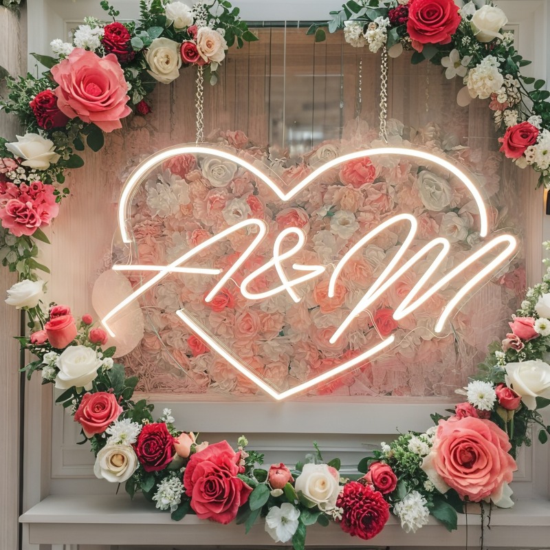 Custom Initials Heart LED Neon - Halloween Party Supplies review and price