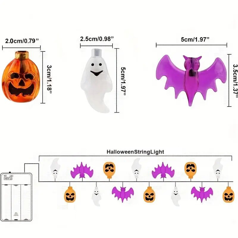 Cute Pumpkin Bat Ghost Hallowe - Halloween Led String Lights Orange review and price