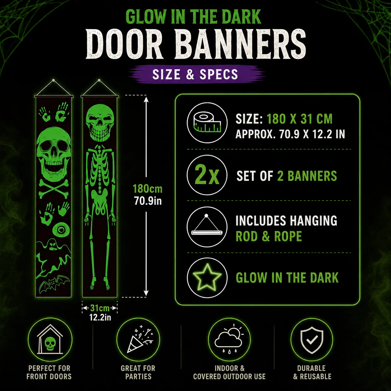 2PCS Glow in the Dark Hallowee - Halloween Skeleton Decoration review and price